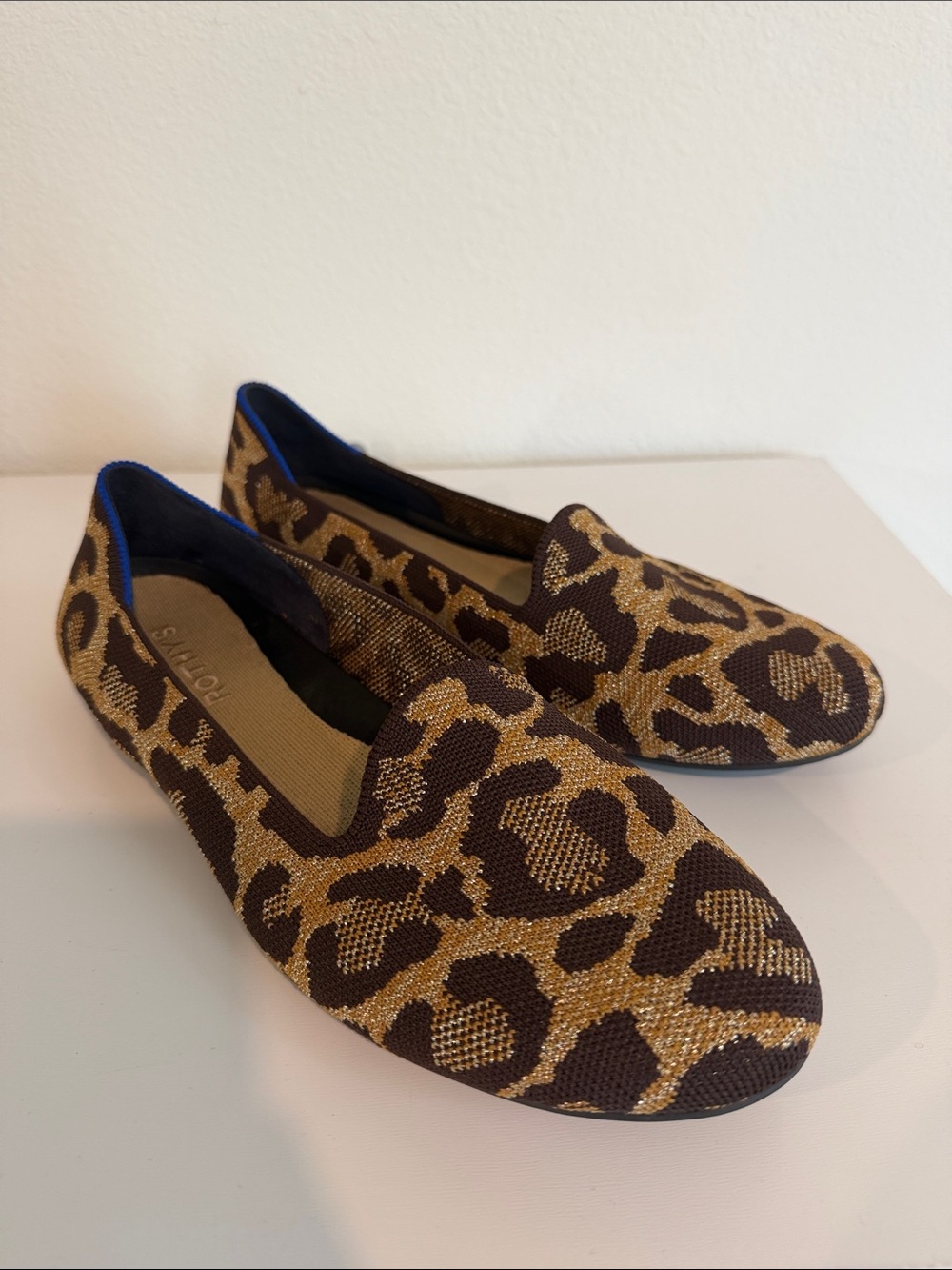 Rothy’s Leopard Print Women's Slip-On Loafer Brown and Gold Size 10
